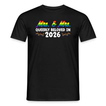 Mrs. & Mrs. 2026 Gay Pride Hochzeit Homo-Ehe - Männer T-Shirt - Schwarz - Vorne - AI Model Male 178 light (178cm)