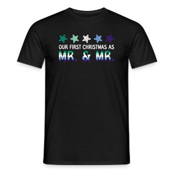 Our First Christmas as Mr. & Mr. Gay Marriage - Men's T-Shirt - black - Front - AI Model Male 178 light (178cm)