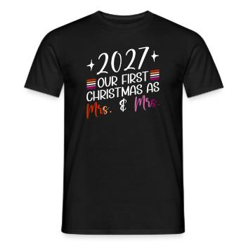 2027 Our first Christmas as Mrs. & Mrs. Homo - Men's T-Shirt - black - Front - AI Model Male 178 light (178cm)