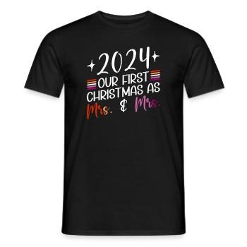 2025 Our first Christmas as Mrs. & Mrs. Homo - Men's T-Shirt - black - Front - AI Model Male 178 light (178cm)