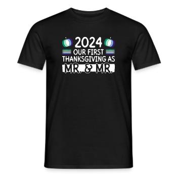 2024 Premier Thanksgiving en tant que M. et M. Gay Weddin - T-shirt homme - noir - Devant - AI Model Male 178 light (178cm)