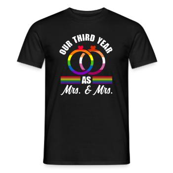 Unser drittes Jahr als Mrs & Mrs Lesbian Wedding G - Männer T-Shirt - Schwarz - Vorne - AI Model Male 178 light (178cm)
