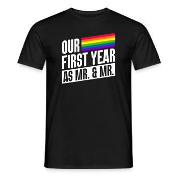 First Year as Mr. & Mr. Gay Pride Gay Marriage - Men's T-Shirt - black - Front - AI Model Male 178 light (178cm)