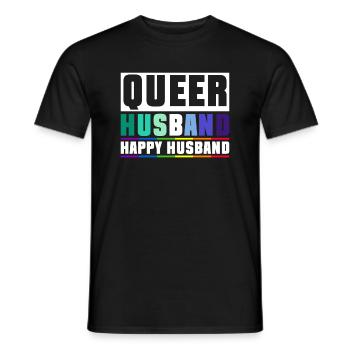 Queer Husband Happy Husband - Mariage gay - T-shirt homme - noir - Devant - AI Model Male 178 light (178cm)