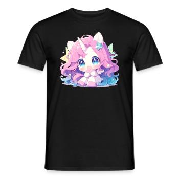 Einhorn Kawaii Japanisch - Männer T-Shirt - Schwarz - Vorne - AI Model Male 178 light (178cm)