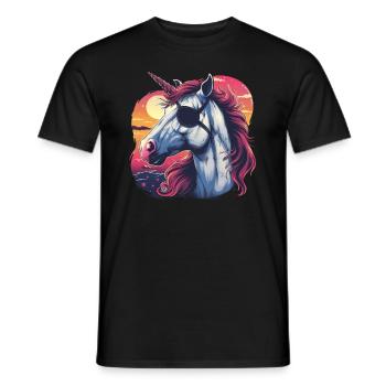 Pirat Einhorn Kawaii Japanisch - Männer T-Shirt - Schwarz - Vorne - AI Model Male 178 light (178cm)