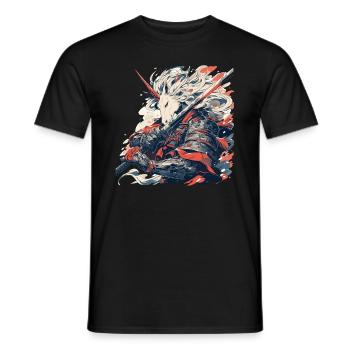 Unicorn Samurai Kawaii Japanese - Men's T-Shirt - black - Front - AI Model Male 178 light (178cm)