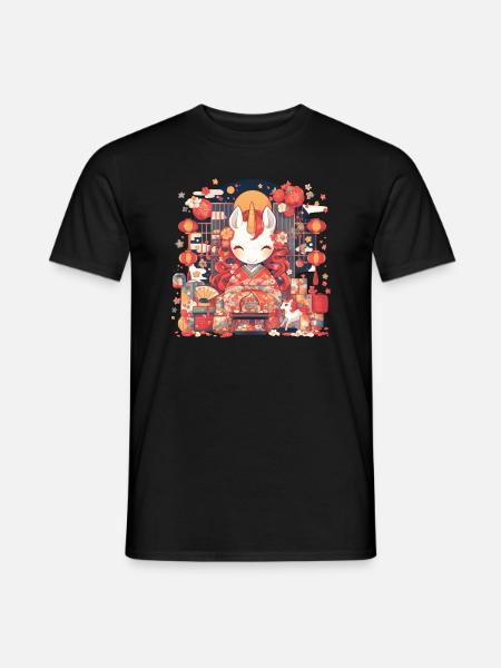 Einhorn Kawaii Japanisch - Männer T-Shirt - Schwarz