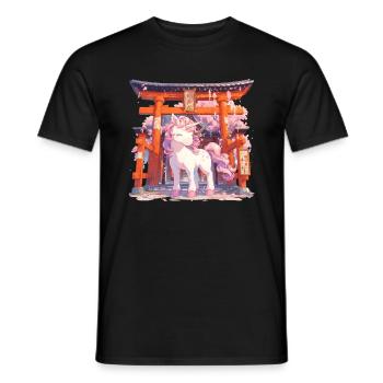 Unicorn Torii Gate Kawaii Japanese - Men's T-Shirt - black - Front - AI Model Male 178 light (178cm)