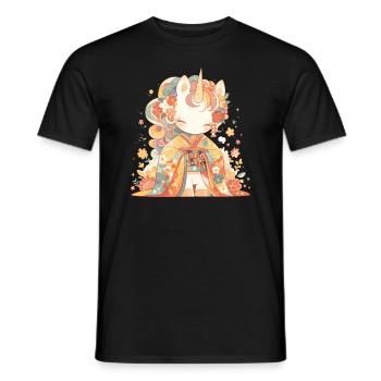 Licorne Kimono Kawaii Japonais - T-shirt homme - noir - Devant - AI Model Male 178 light (178cm)