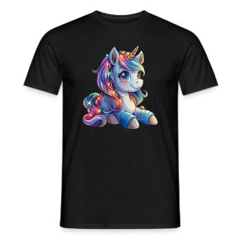 Unicorn Christmas Kawaii - Men's T-Shirt - black - Front - AI Model Male 178 light (178cm)