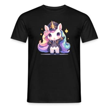 Einhorn Shinkansen Schaffner Kawaii Japanisch - Männer T-Shirt - Schwarz - Vorne - AI Model Male 178 light (178cm)