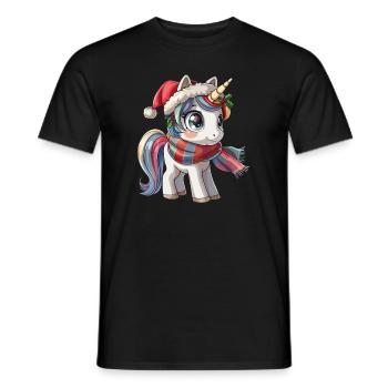 Unicorn Christmas Kawaii - Men's T-Shirt - black - Front - AI Model Male 178 light (178cm)