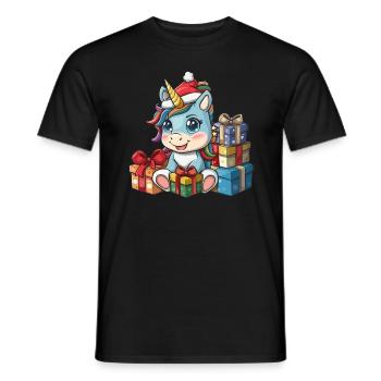 Unicorn Christmas Kawaii - Men's T-Shirt - black - Front - AI Model Male 178 light (178cm)