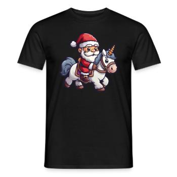 Unicorn Santa Claus Christmas Kawaii - Men's T-Shirt - black - Front - AI Model Male 178 light (178cm)