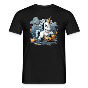 Unicorn Pumpkin Halloween Kawaii - Men's T-Shirt - black - Front - AI Model Male 178 light (178cm)