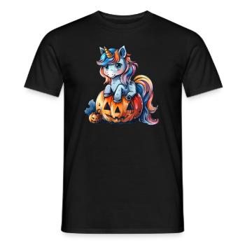 Unicorn Pumpkin Halloween Kawaii - Men's T-Shirt - black - Front - AI Model Male 178 light (178cm)