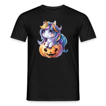 Unicorn Pumpkin Halloween Kawaii - Men's T-Shirt - black - Front - AI Model Male 178 light (178cm)