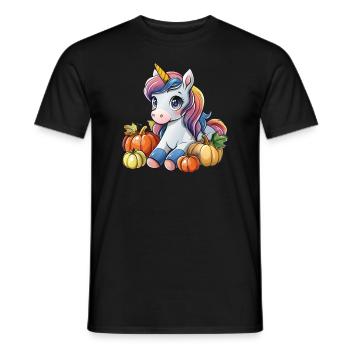 Einhorn Thanksgiving Kawaii - Männer T-Shirt - Schwarz - Vorne - AI Model Male 178 light (178cm)