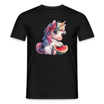 Einhorn Wassermelone Kawaii Japanisch - Männer T-Shirt - Schwarz - Vorne - AI Model Male 178 light (178cm)