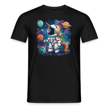 Unicorn Astronaut Kawaii Japanese - Men's T-Shirt - black - Front - AI Model Male 178 light (178cm)
