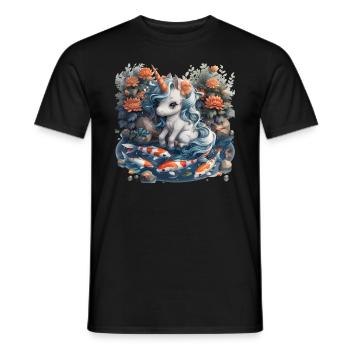 Einhorn Koi Fisch Kawaii Japanisch - Männer T-Shirt - Schwarz - Vorne - AI Model Male 178 light (178cm)