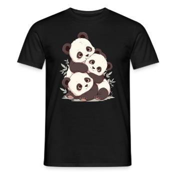 Panda Bear Cub Japanese Panda - Men's T-Shirt - black - Front - AI Model Male 178 light (178cm)