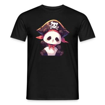 Pandabär Pirat Japanischer Riesenpanda - Männer T-Shirt - Schwarz - Vorne - AI Model Male 178 light (178cm)