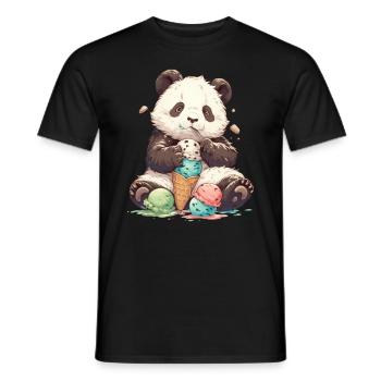 Pandabär-Eiscreme Japanischer Riesenpanda - Männer T-Shirt - Schwarz - Vorne - AI Model Male 178 light (178cm)