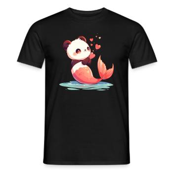 Pandabär Meerjungfrau Japanischer Riesenpanda - Männer T-Shirt - Schwarz - Vorne - AI Model Male 178 light (178cm)