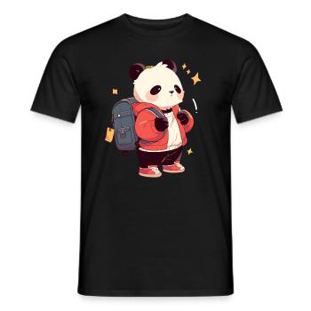 Pandabär Schulkind Japanischer Riesenpanda - Männer T-Shirt - Schwarz - Vorne - AI Model Male 178 light (178cm)