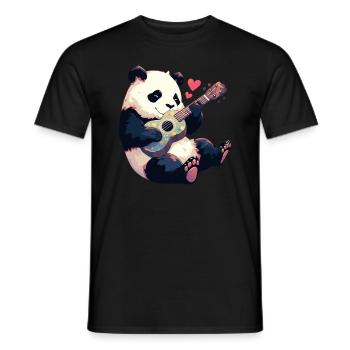 Pandabär Ukulele Japanischer Riesenpanda - Männer T-Shirt - Schwarz - Vorne - AI Model Male 178 light (178cm)