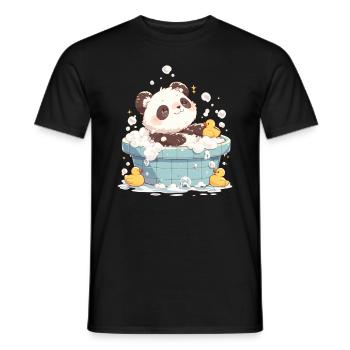 Pandabär Schaumbad Japanischer Riesenpanda - Männer T-Shirt - Schwarz - Vorne - AI Model Male 178 light (178cm)