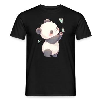 Pandabär Schmetterlinge Japanischer Riesenpanda - Männer T-Shirt - Schwarz - Vorne - AI Model Male 178 light (178cm)