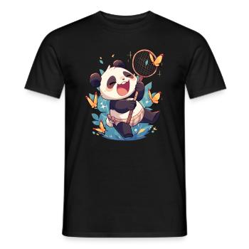 Pandabär Schmetterlinge Japanischer Riesenpanda - Männer T-Shirt - Schwarz - Vorne - AI Model Male 178 light (178cm)