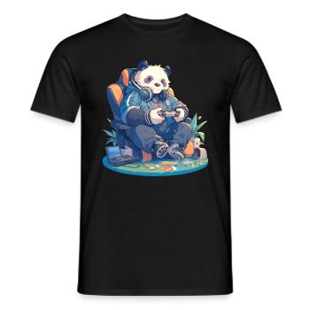 Panda Bear Gamer Japanese Giant Panda - Men's T-Shirt - black - Front - AI Model Male 178 light (178cm)