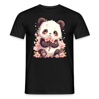 Panda Bear Japanese Giant Panda - Men's T-Shirt - black - Front - AI Model Male 178 light (178cm)