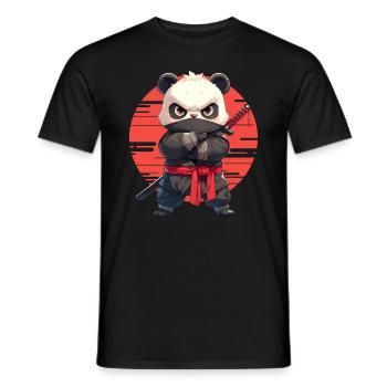 Pandabär Ninja Japanischer Riesenpanda - Männer T-Shirt - Schwarz - Vorne - AI Model Male 178 light (178cm)