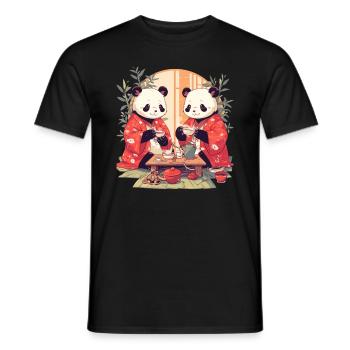 Pandabär Teezeremonie Japanischer Riesenpanda - Männer T-Shirt - Schwarz - Vorne - AI Model Male 178 light (178cm)