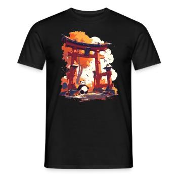 Panda Bear Japanese Torii Gate Giant Panda - Men's T-Shirt - black - Front - AI Model Male 178 light (178cm)
