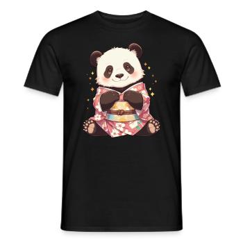 Panda Ours Kimono Japonais Panda Géant - T-shirt homme - noir - Devant - AI Model Male 178 light (178cm)