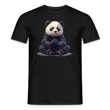 Meditating Panda Bear Japanese Giant Panda - Men's T-Shirt - black - Front - AI Model Male 178 light (178cm)