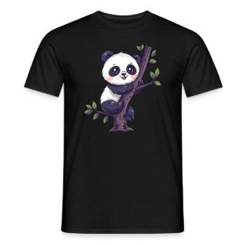 Pandabär Kletternder Japanischer Riesenpanda - Männer T-Shirt - Schwarz - Vorne - AI Model Male 178 light (178cm)