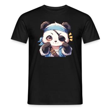 Pandabär Pirat Japanischer Riesenpanda - Männer T-Shirt - Schwarz - Vorne - AI Model Male 178 light (178cm)