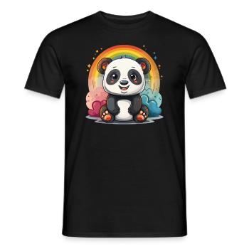 Panda Ours, Arc-en-ciel, Panda géant japonais - T-shirt homme - noir - Devant - AI Model Male 178 light (178cm)