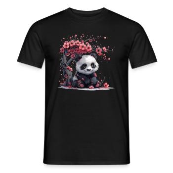 Panda Bear Sakura Tree Japanese Giant Panda - Men's T-Shirt - black - Front - AI Model Male 178 light (178cm)