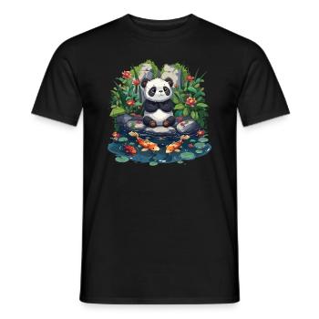 Panda Bear, Koi Fish, Panda géant japonais - T-shirt homme - noir - Devant - AI Model Male 178 light (178cm)