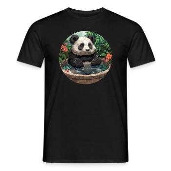Pandabär Japanischer Onsen-Riesenpanda - Männer T-Shirt - Schwarz - Vorne - AI Model Male 178 light (178cm)