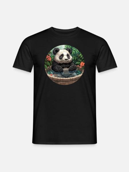 Pandabär Japanischer Onsen-Riesenpanda - Männer T-Shirt - Schwarz