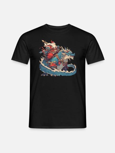 Drache Weihnachten Drache Kinder - Männer T-Shirt - Schwarz